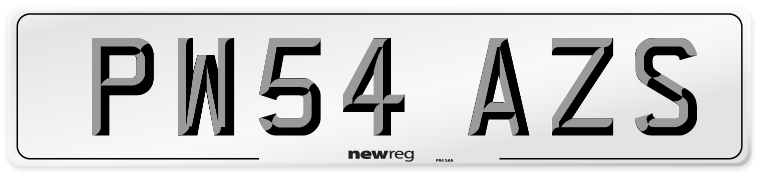 PW54 AZS Number Plate from New Reg
